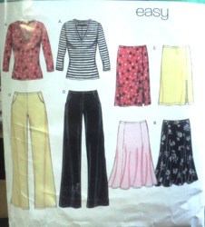 6101 NEW LOOK EZ STRETCH KNIT LS TOPS, WIDE PANTS, SKIRTS PATTERN XS-XL